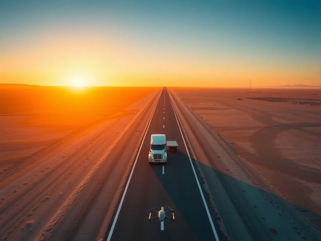 One-ton dually pickup hooked to a loaded 40-foot gooseneck trailer at sunrise, ready to run a hot shot load